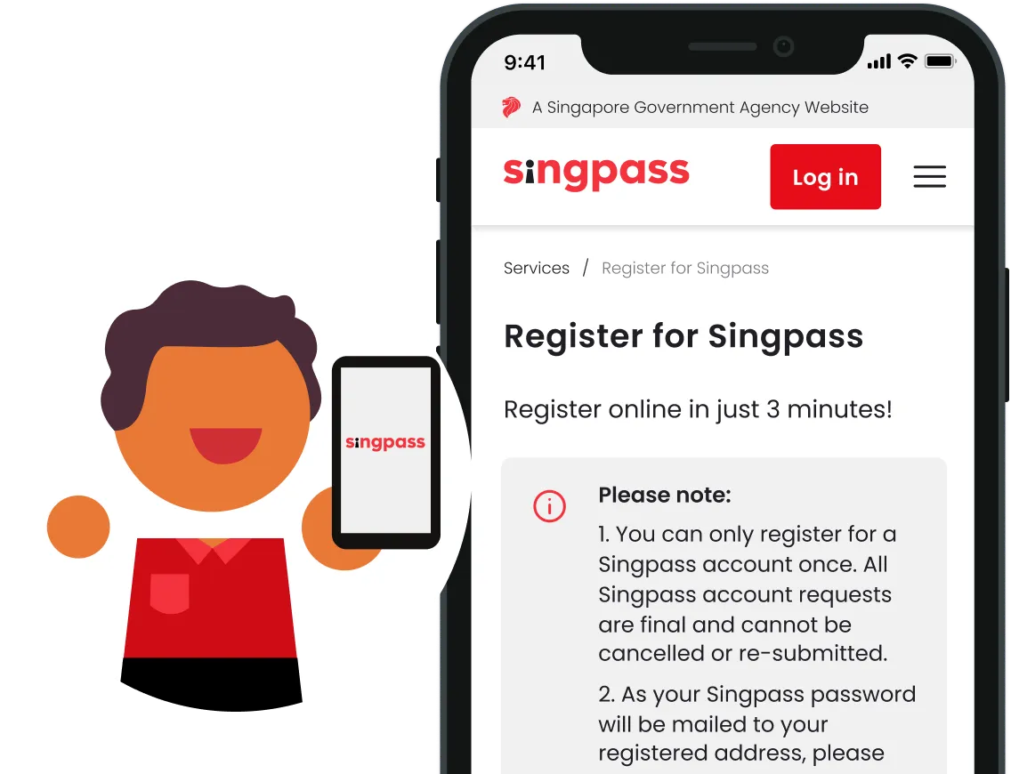 Screenshot of Register for Singpass